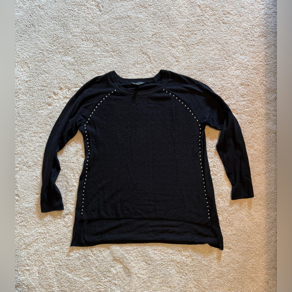Rock & Republic black sweater with silver metal details size XL